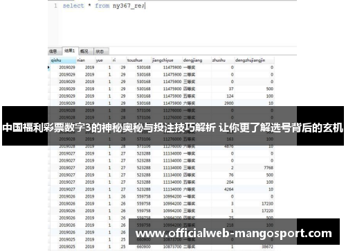中国福利彩票数字3的神秘奥秘与投注技巧解析 让你更了解选号背后的玄机